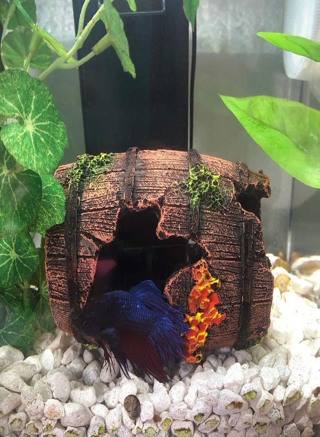 SLOCME Aquarium Broken Barrel Decorations - Betta Cave Hideout Wood Trunk Log for Fish Tank - Image 2